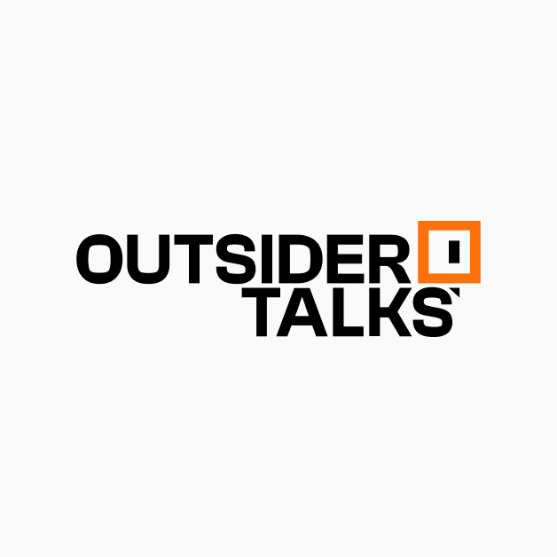 Outsider Talks Logo stacked on 2 lines on light background